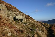 The memorial seat on Gowbarrow Fell. The inscription reads, "A thank-offering 1905"