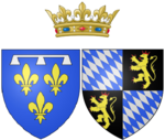 Description de l'image Arms of Élisabeth Charlotte of the Palatinate, Princess Palatine as Duchess of Orléans.png.