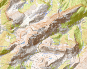 Carte topographique de la chaîne.