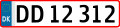 2009-style Danish registration plate for common vehicles