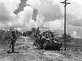 Japanese tank knocked out of action, Tinian.