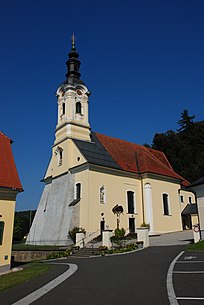 Katholische Pfarrkirche hl. Dionysius und Kirchhof in Wolfsberg im Schwarzautal