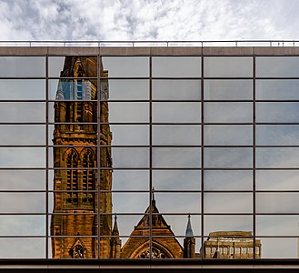 Reflection of St Columba Church of Scotland, Glasgow, Scotland