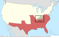 Map of the change to the international disputes involving the United States in central North America on November 20, 1861