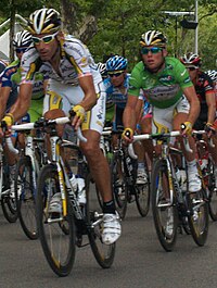 A group of cyclists on a road