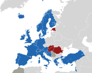 A coloured map of the countries of Europe