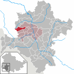 Tidigare läge för kommunen Hümpfershausen i Landkreis Schmalkalden-Meiningen