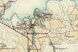 Taxinge-Näsby på Häradsekonomiska kartan från 1900.