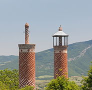 Minarets of Ashaghi Govhar Agha Mosque in Shusha