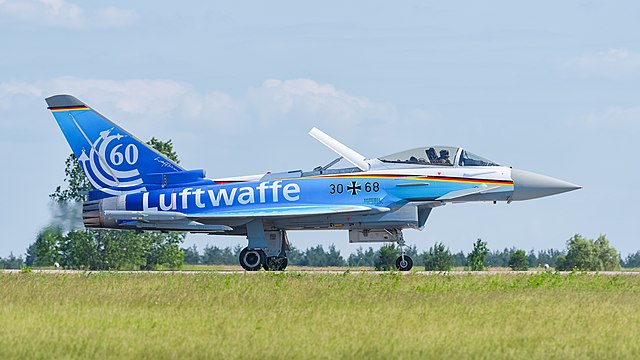 Eurofighter Typhoon EF2000 (reg. 30+68) of the German Air Force (Deutsche Luftwaffe, Taktisches Luftwaffengeschwader 74) at ILA Berlin Air Show 2016.