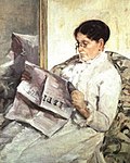 Thumbnail for File:Mary Cassatt, Reading “Le Figaro”, 1878, Collection Mrs. Eric de Spoelberch, Haverford, Pennsylvania.jpg