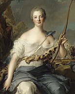 Madame de Pompadour kiel Diana Ĉasistino (1746) Versailles, Musée national du Château et des Trianons