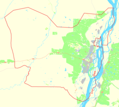 Mapa konturowa Jakucka, po prawej znajduje się punkt z opisem „Jakuck”