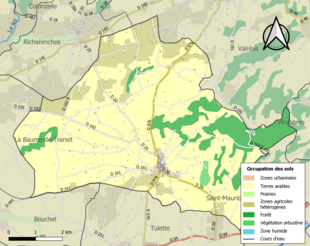 Carte en couleurs présentant l'occupation des sols.