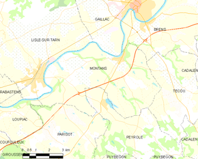 Poziția localității Montans