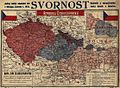 Historical map of the Czech lands within the first Czechoslovak Republic in 1919 (published in Czech daily 'Svornost' in Chicago)