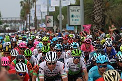 The peloton on Stage 2 in Tel Aviv