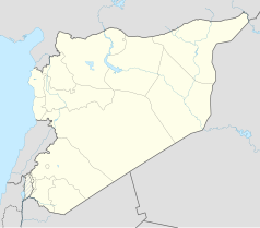 Mapa konturowa Syrii, u góry po lewej znajduje się punkt z opisem „Tall Hamu”