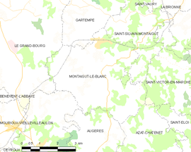 Mapa obce Montaigut-le-Blanc