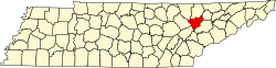 Anderson County na mapě Tennessee