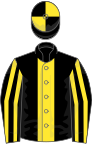 Black, Yellow stripe, striped sleeves, quartered cap