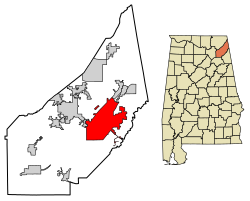 Location of Fort Payne in DeKalb County, Alabama.