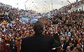 Manifestación en Gualeguachú (Argentina) en oposición a la instalación de las plantas de celulosa en Fray Bentos (Uruguay). Está presente el presidente argentino Néstor Kirchner.