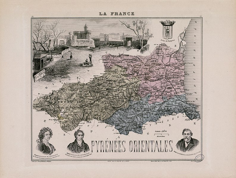 File:Pyrénées Orientales (avec portraits de H. Rigaud, F. Arago et A. Oliva) (La France et ses colonies, n° 65) - Fonds Ancely - B315556101 A CARTES 2 007.jpg