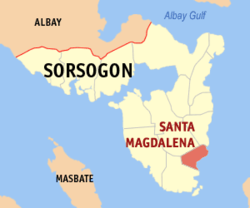 Peta Sorsogon dengan Santa Magdalena dipaparkan