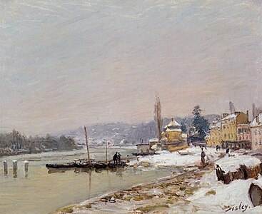 Port-Marly sous la neige, 1875, 46 x 56.5 cm, Schorr Collection.