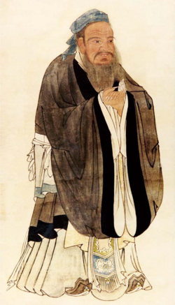 Ming-dynastian aikaisen taiteilijan Qiu Yingin (noin 1494–1552) muotokuva Kungfutsesta.