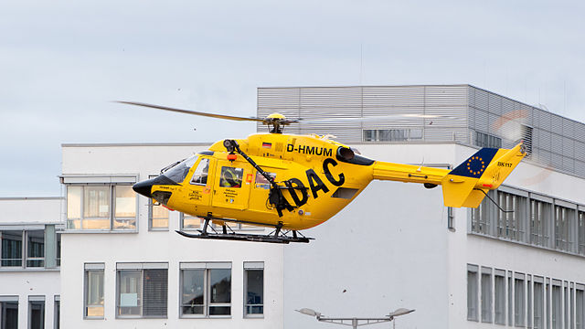 ADAC MBB BK-117 in flight near Kirchheim b. München.