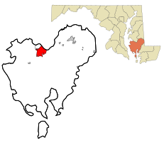 Location in Dorchester County and the State of Maryland