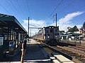 Philadelphia-bound SEPTA Paoli/Thorndale Line train stops at Downingtown station in November 2018