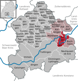 Läget för Fridingen an der Donau i Landkreis Tuttlingen