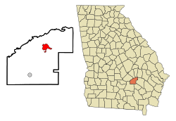 Location in Jeff Davis County and the state of Georgia