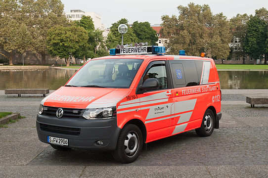 VW T5 Caravelle fire engine, Stuttgart, Germany.