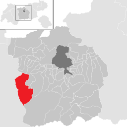 Kommunens läge i distriktet Innsbruck-Land