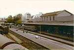 View of the station with metre gauge and normal gauge rails, 1979.