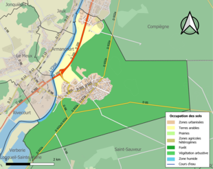 Carte en couleurs présentant l'occupation des sols.