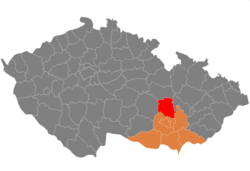 Location in the South Moravian Region within the Czech Republic