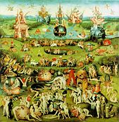 Attributed to Michiel Coxie. Central panel of The Garden of Earthly Delights label QS:Lit,"Il giardino delle delizie" label QS:Lja,"快楽の園" label QS:Lfr,"Le jardin des délices" label QS:Lzh,"人間樂園" label QS:Lla,"Libidinum horti" label QS:Lru,"Сад земных наслаждений" label QS:Ltr,"Dünyevi Zevkler Bahçesi" label QS:Lde,"Der Garten der Lüste" label QS:Lpt,"O Jardim das Delícias Terrenas" label QS:Len,"The Garden of Earthly Delights" label QS:Lnl,"De Tuin der Lusten" label QS:Lmk,"Градина на земските наслади" label QS:Les,"El jardín de las Delicias" . 1514-1568. oil on panel medium QS:P186,Q296955;P186,Q106857709,P518,Q861259 . 184 × 178 cm (72.4 × 70 in). Private collection institution QS:P195,Q768717 .