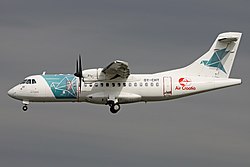 Air Croatia ATR ATR-42-300 on finals into Rotterdam Airport