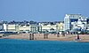 Part of the seafront of Brighton and Hove, from Adelaide Crescent (left) to the Norfolk Hotel (right), in April 2013