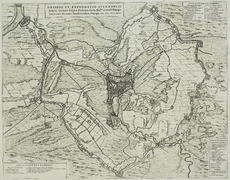 Le fort Crèvecœur (en haut à gauche) lors du siège de Bois-le-Duc de 1629 d'après Joan Blaeu (1596-1673), 1649.