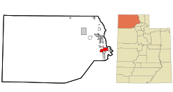 Location in Box Elder County and the state of Utah