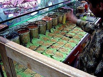 Paan selling selling across shops.