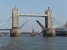 Tower Bridge opening during the day