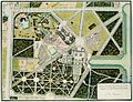 Plan général du Trianon et du Jardin de la Reine à Versailles au XIXe siècle, suivant une orientation sud-nord.