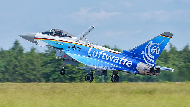 Eurofighter Typhoon EF2000 (reg. 30+68) of the German Air Force (Deutsche Luftwaffe, Taktisches Luftwaffengeschwader 74) at ILA Berlin Air Show 2016.